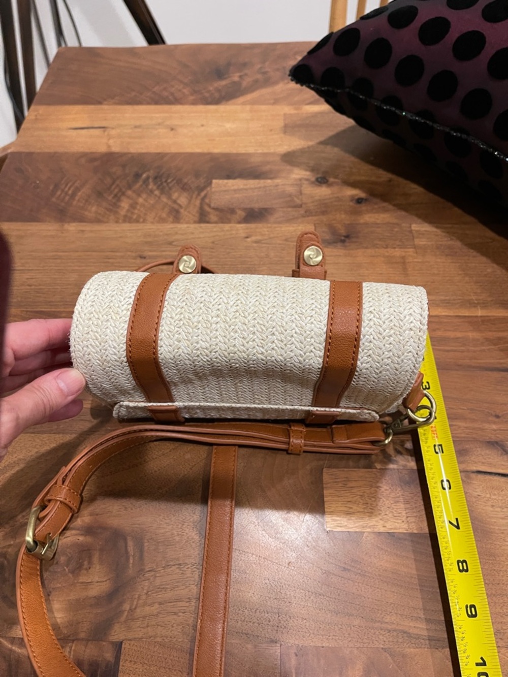 Anthropologie Woven Satchel crossbody with Tan Trim leather - Picture 5 of 6
